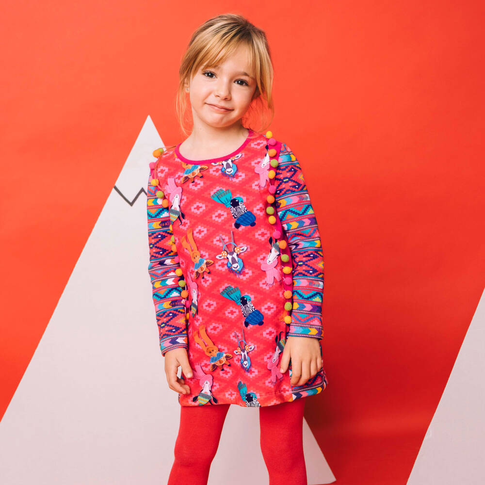 Rosalita Señoritas-Pink Pom-Pom Jersey Dress | Childrensalon Outlet