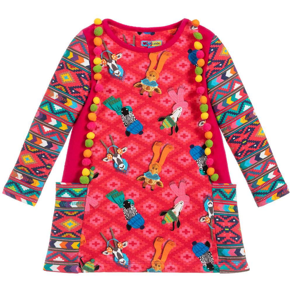 Rosalita Señoritas - Robe rose à pompons en jersey | Childrensalon