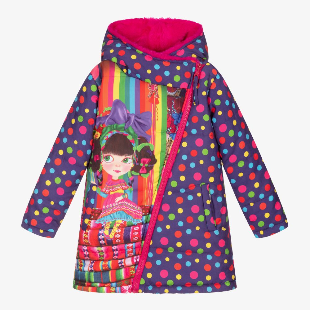 Rosalita Señoritas - Фиолетовое пуховое пальто в горошек | Childrensalon