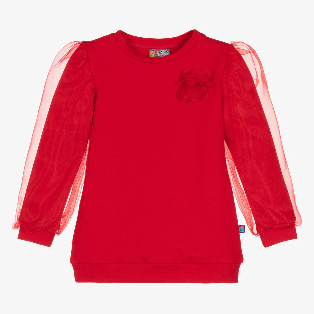 Rosalita Señoritas - Rotes Sweatshirt mit Organza-Ärmeln | Childrensalon