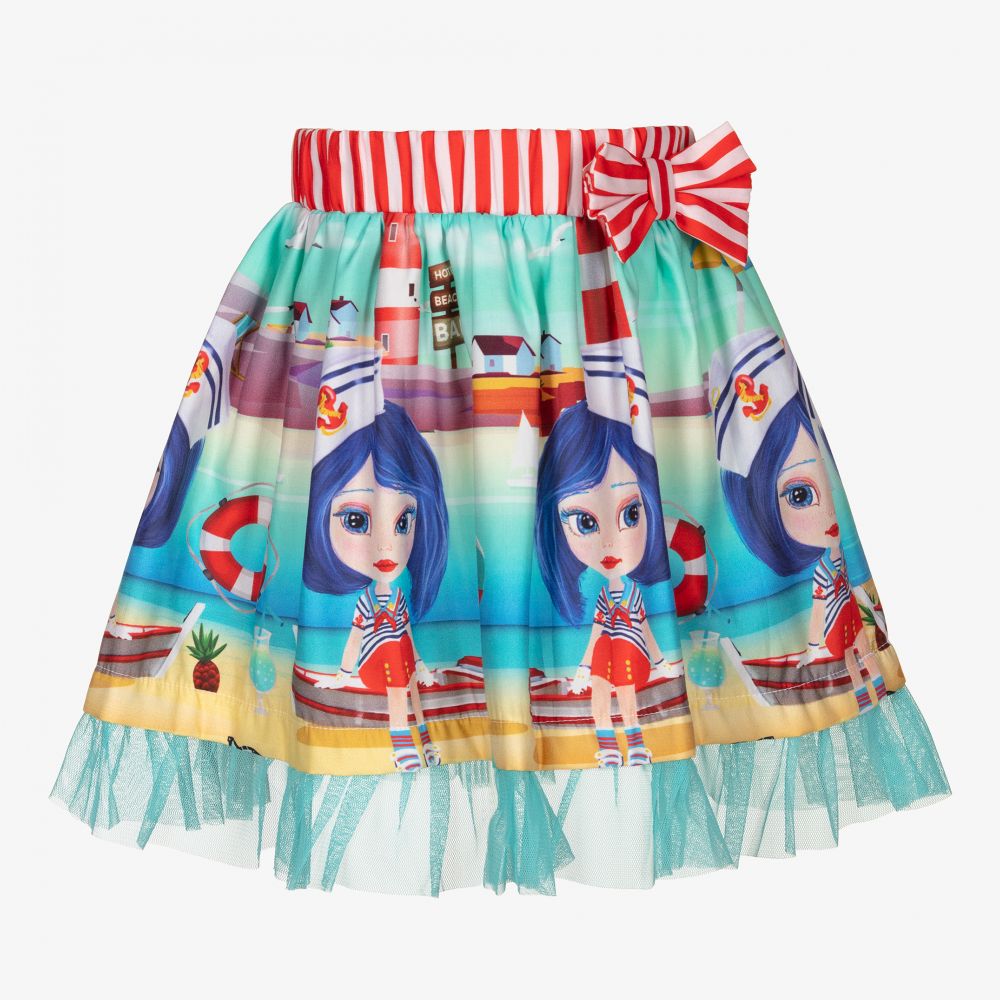 Rosalita Señoritas - Turquoise Blue Cotton Skirt | Childrensalon