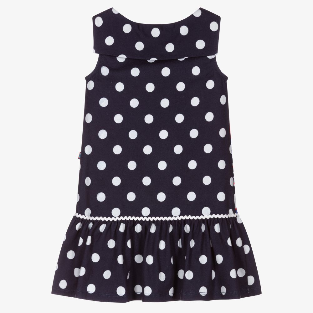 روزاليتا سنيوريتا-فستان قطن جيرسي منقط لون كحلي وأبيض | Childrensalon Outlet