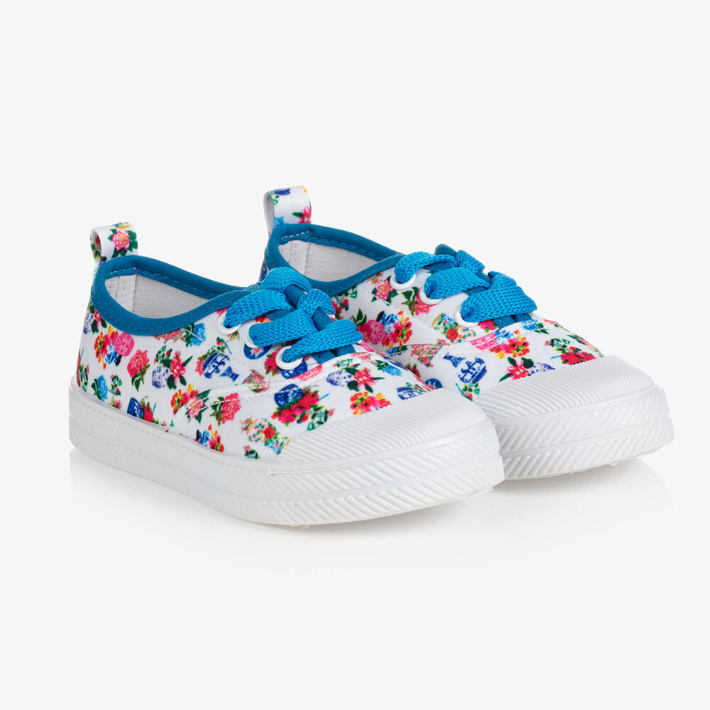 Rosalita Señoritas - White Floral Canvas Trainers | Childrensalon