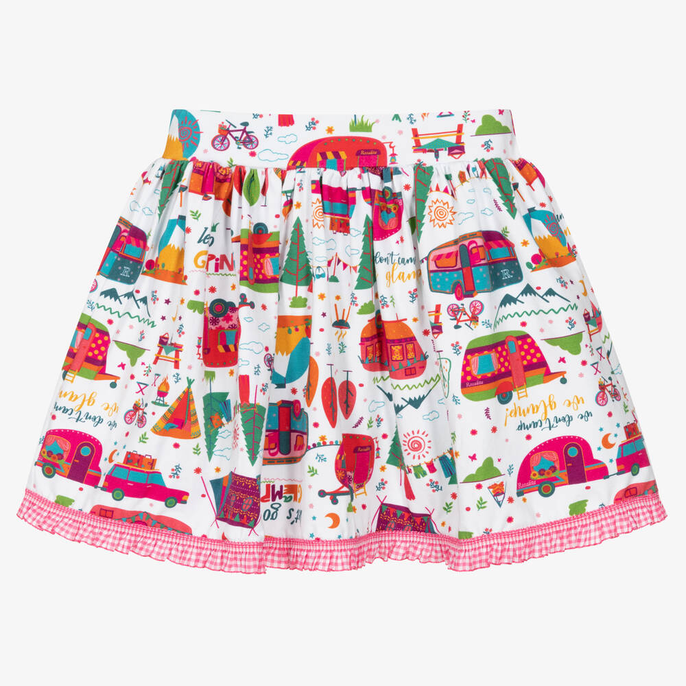 Rosalita Señoritas - White & Pink Cotton Skirt | Childrensalon