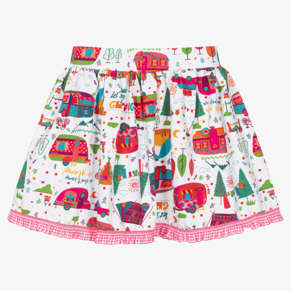 Rosalita Señoritas-White & Pink Cotton Skirt | Childrensalon Outlet