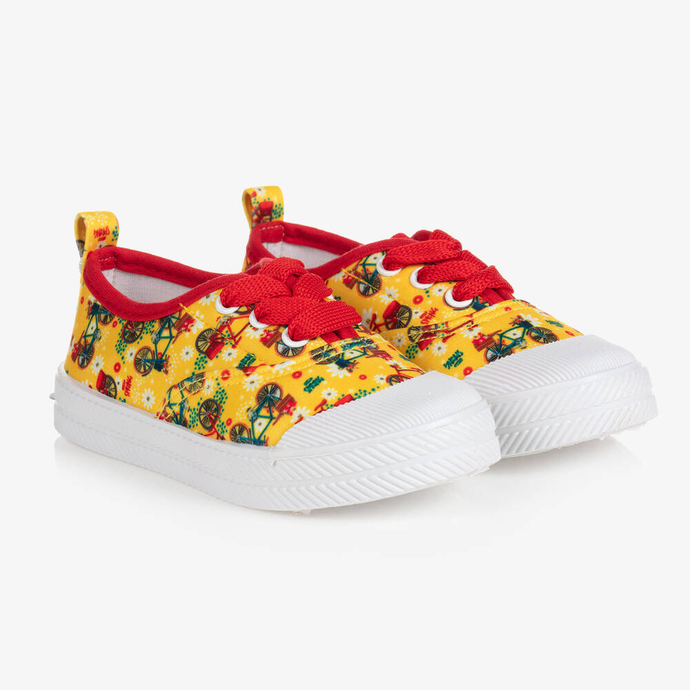 Rosalita Señoritas - Yellow Bicycle Print Trainers | Childrensalon