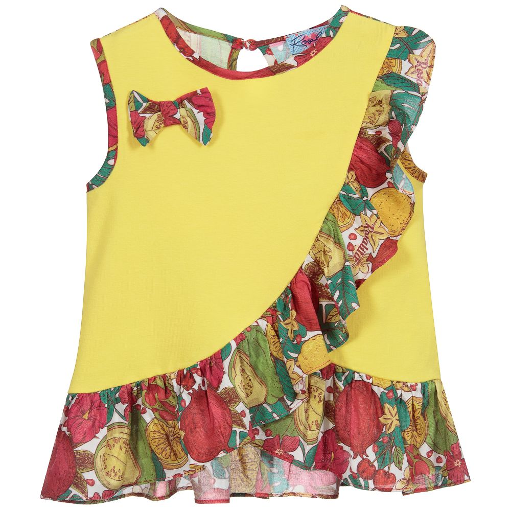 Rosalita Señoritas-Yellow Cotton Fruits Blouse | Childrensalon Outlet