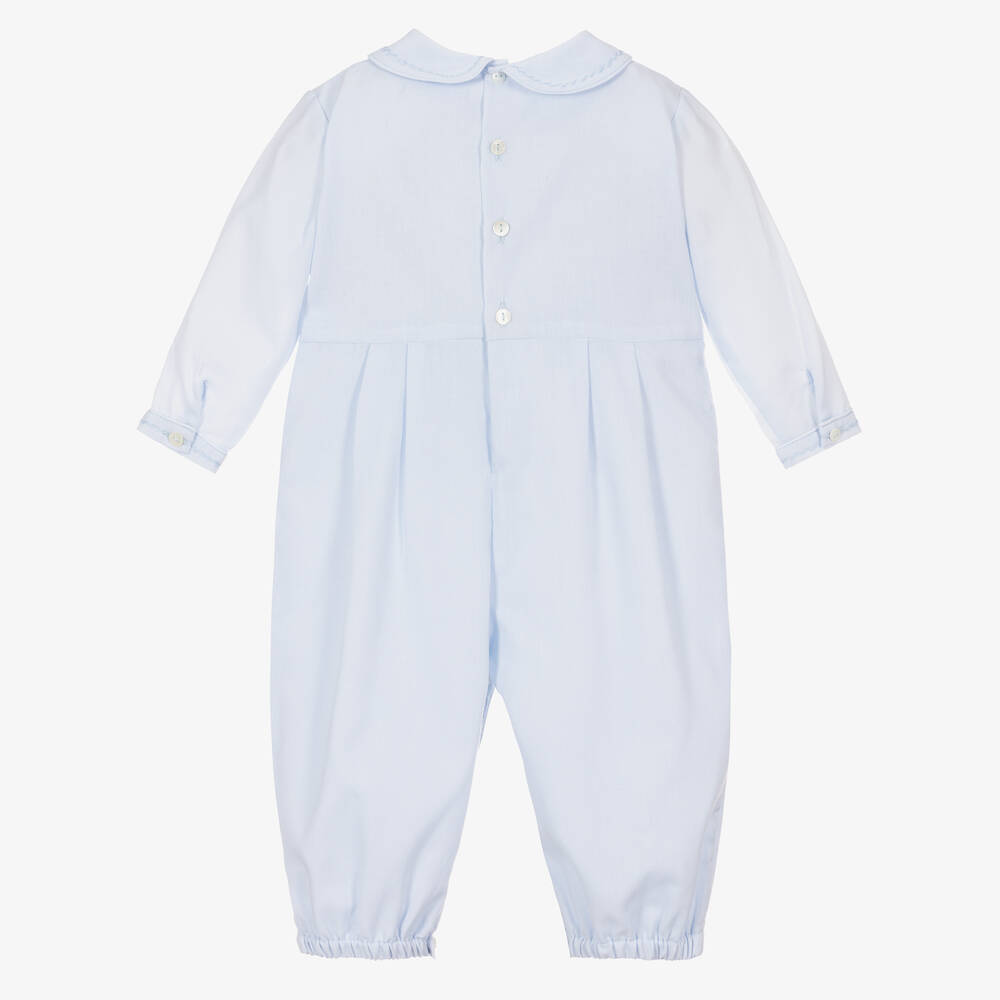 Sarah Louise-Голубой хлопковый ромпер со сборками | Childrensalon Outlet