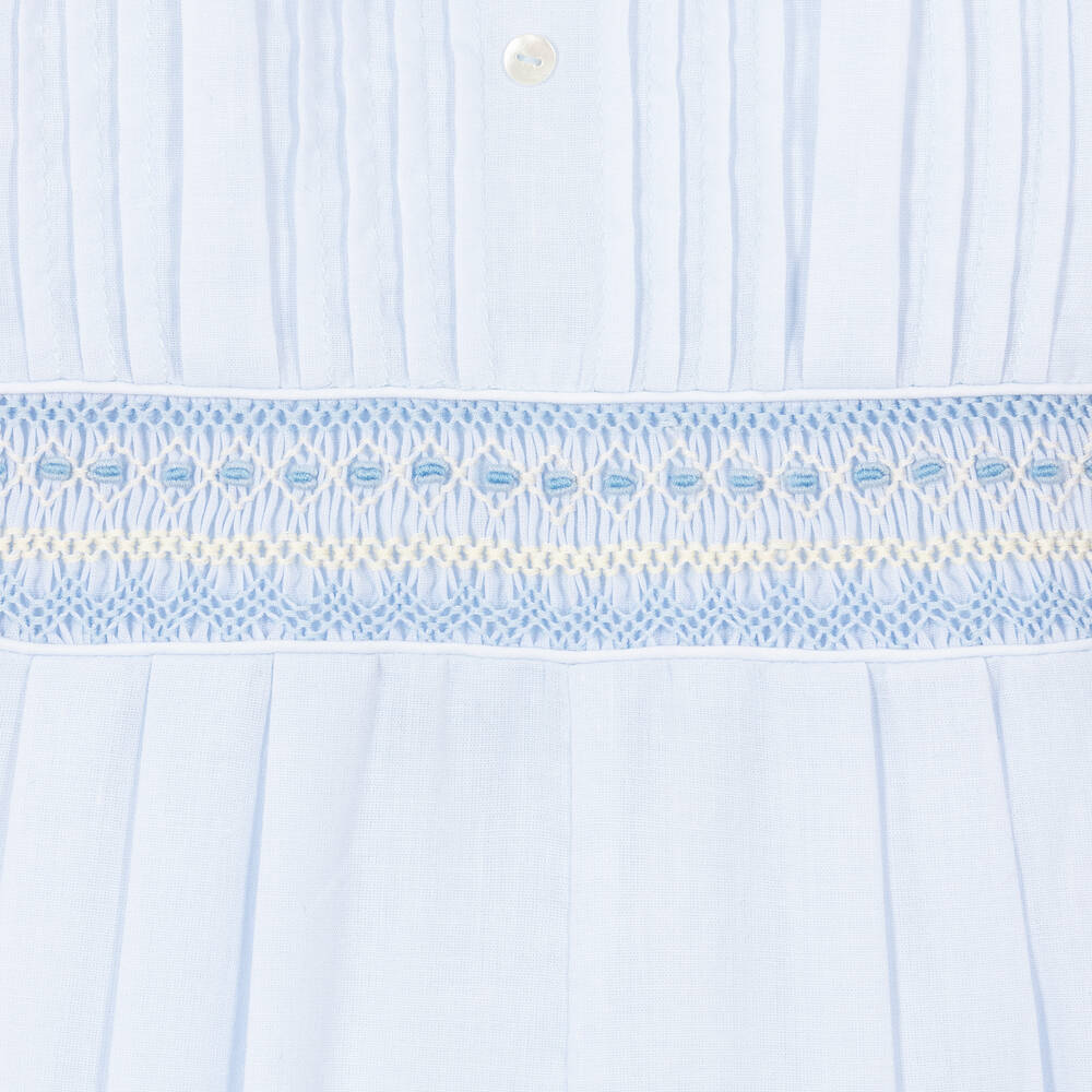 Sarah Louise-Голубой хлопковый ромпер со сборками | Childrensalon Outlet