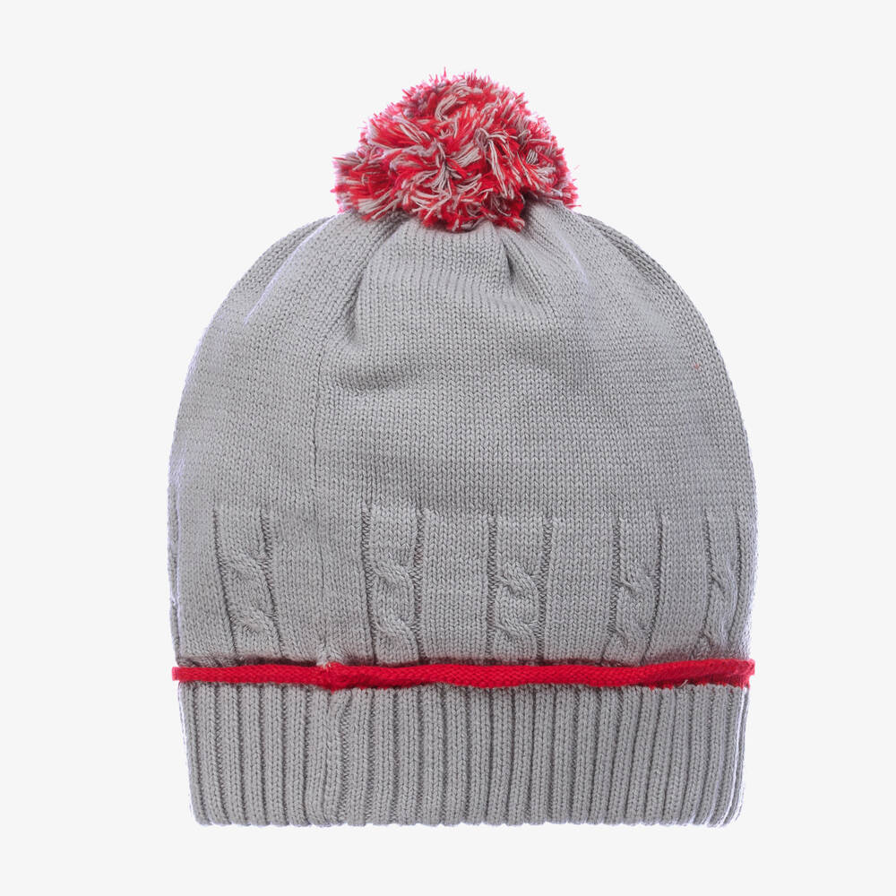 Sarah Louise-Baby Boys Grey Knitted Hat Set  | Childrensalon Outlet