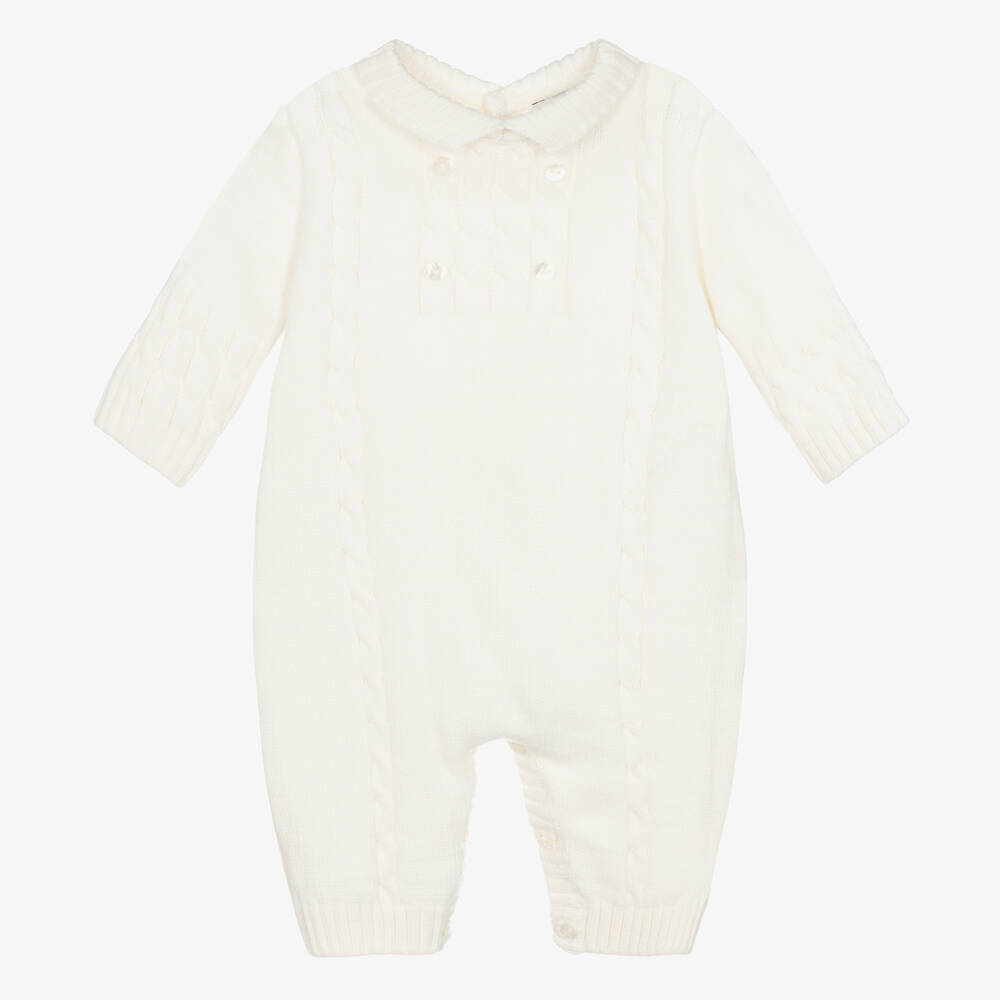 Sarah Louise-Baby Boys Ivory Cable Knit Romper | Childrensalon Outlet
