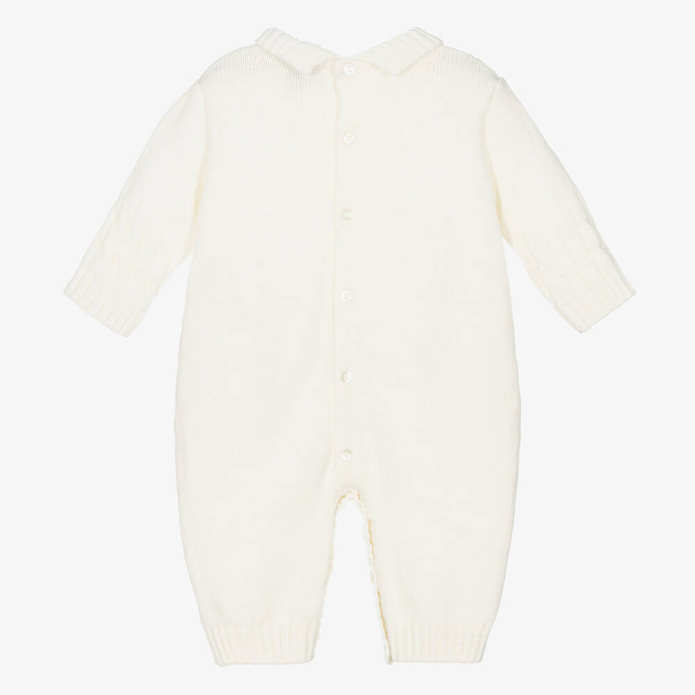 Sarah Louise-Baby Boys Ivory Cable Knit Romper | Childrensalon Outlet