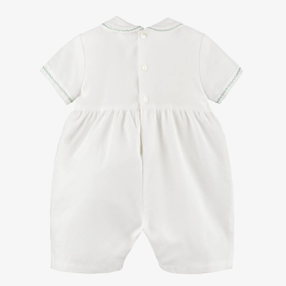 Sarah Louise-Baby Boys Ivory & Sage Green Embroidered Shortie | Childrensalon Outlet
