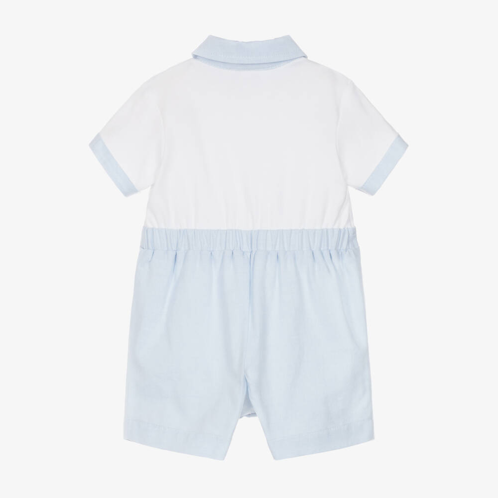 Sarah Louise-Baby Boys White & Blue Shortie | Childrensalon Outlet