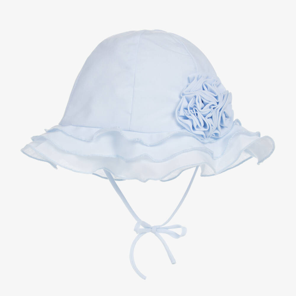 Sarah Louise-Baby Girls Blue Cotton-Blend Sun Hat | Childrensalon Outlet