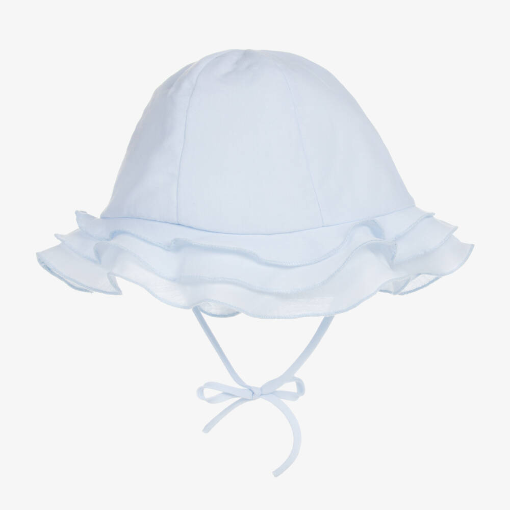 Sarah Louise-Baby Girls Blue Cotton-Blend Sun Hat | Childrensalon Outlet