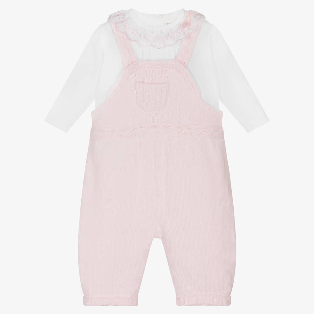 Sarah Louise - Baby Girls Dungaree Set | Childrensalon