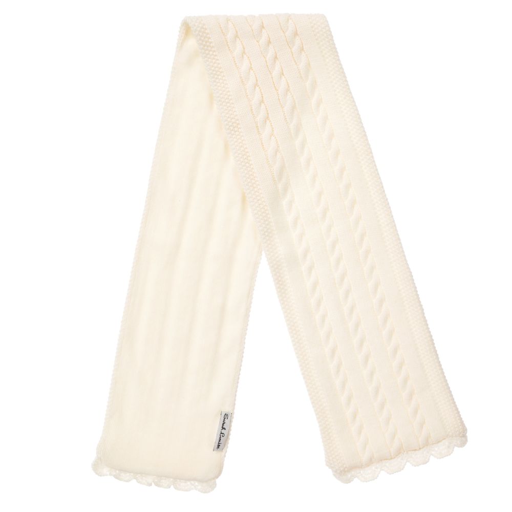 سارا لويز-طقم قبعة وسكارف أكريليك لون عاجي للمولودات | Childrensalon Outlet