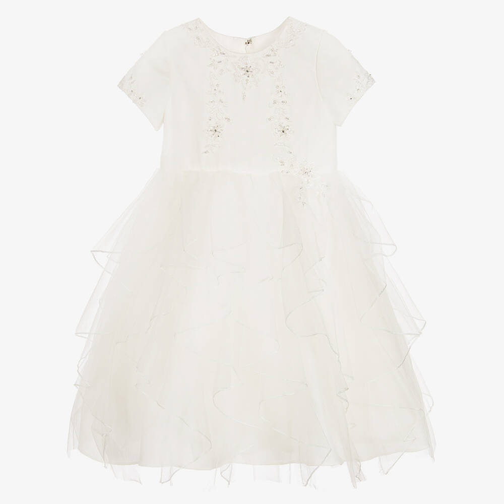Sarah Louise-Baby Girls Ivory Floral Embroidered Dress | Childrensalon Outlet