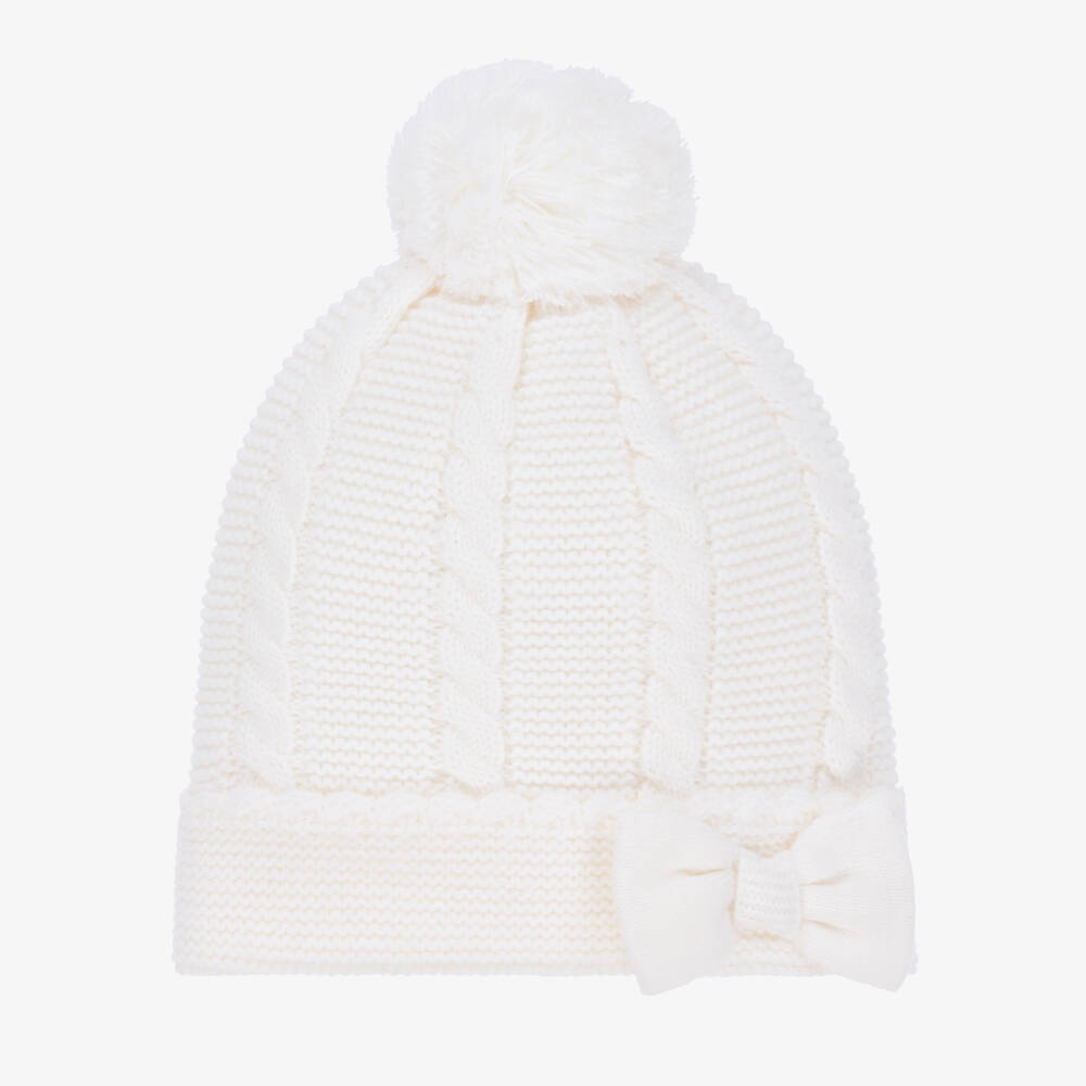 Sarah Louise - Baby Girls Ivory Knitted Hat | Childrensalon