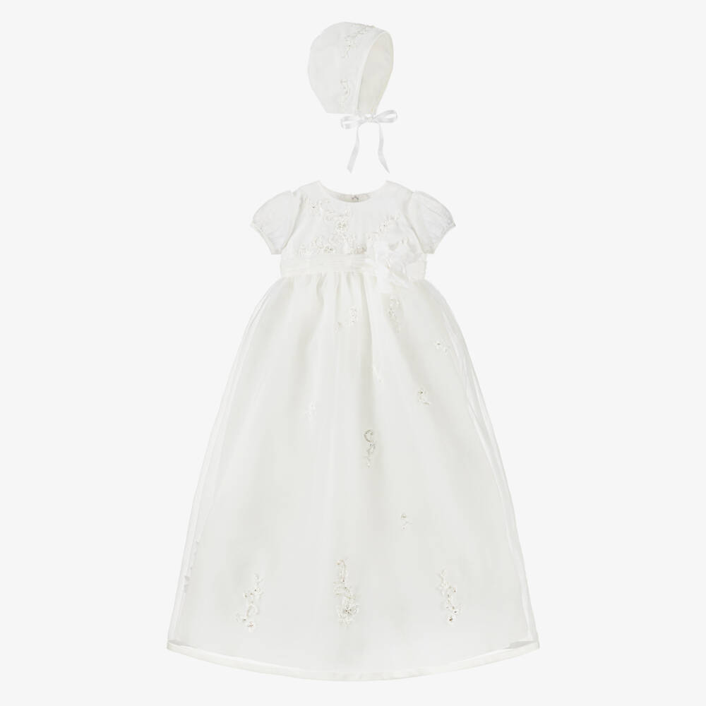 Sarah Louise-Baby Girls Ivory Organza Embroidered Ceremony Dress Set | Childrensalon Outlet