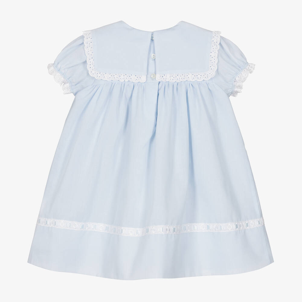 Sarah Louise Baby Girls Pale Blue Bib Dress