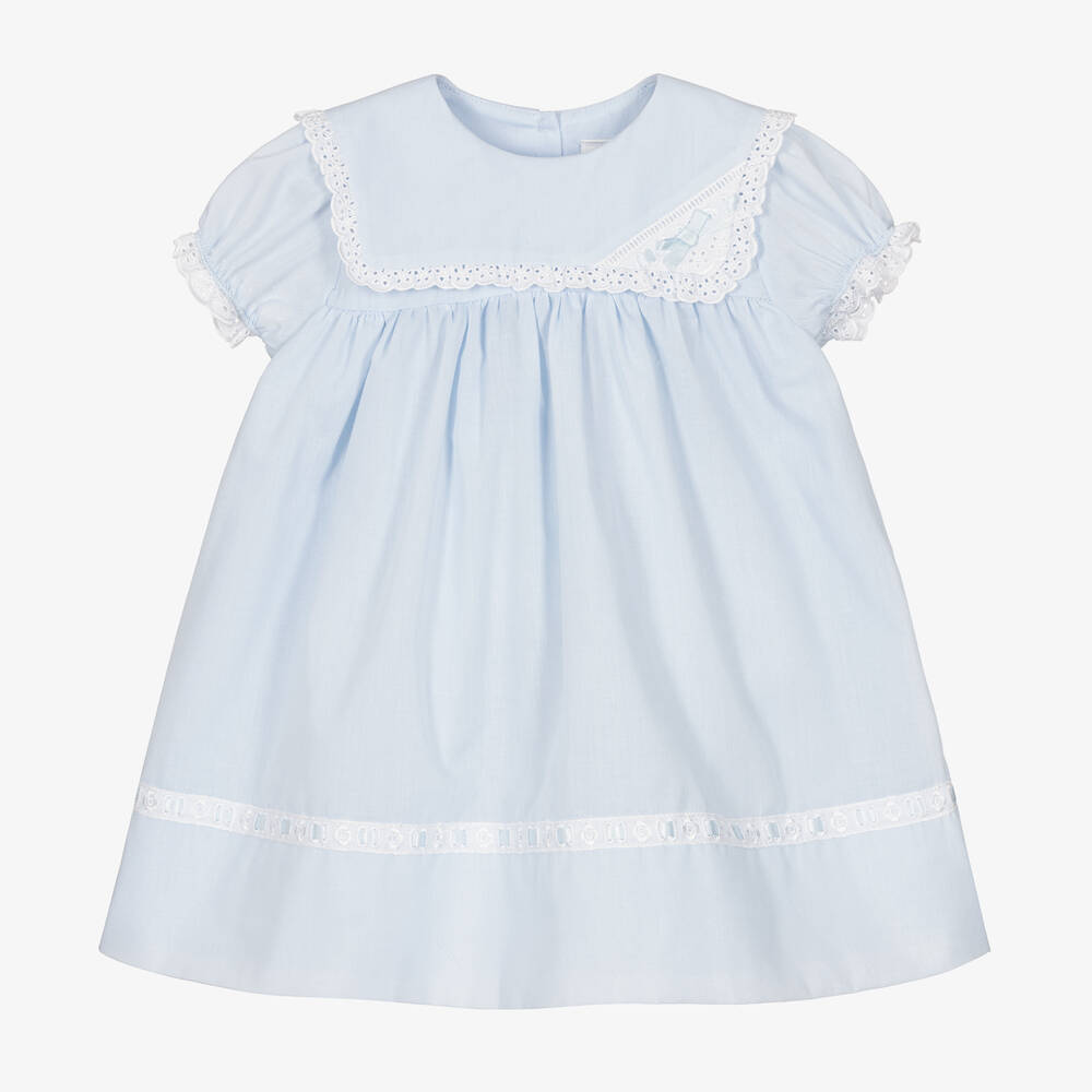 Sarah Louise - Baby Girls Pale Blue Bib Dress | Childrensalon