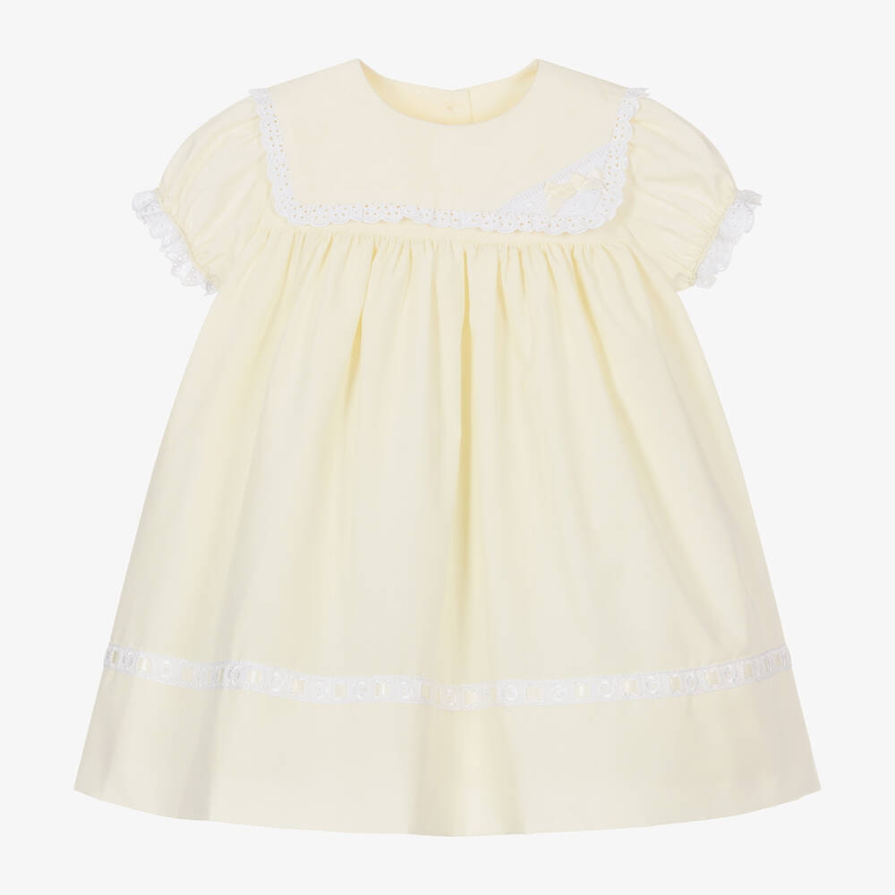 Sarah Louise - Baby Girls Pale Yellow Bib Dress | Childrensalon