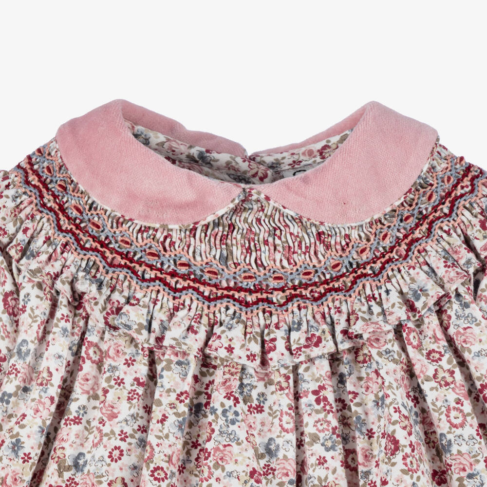 Sarah Louise-Baby Girls Pink Floral Smocked Dress | Childrensalon Outlet