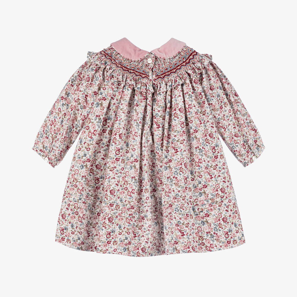 Sarah Louise-Baby Girls Pink Floral Smocked Dress | Childrensalon Outlet