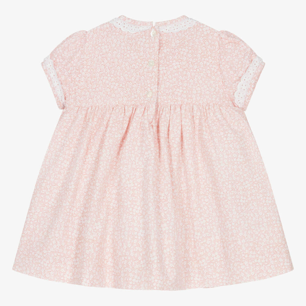 Sarah Louise-Baby Girls Pink Hand-Smocked Floral Dress | Childrensalon Outlet