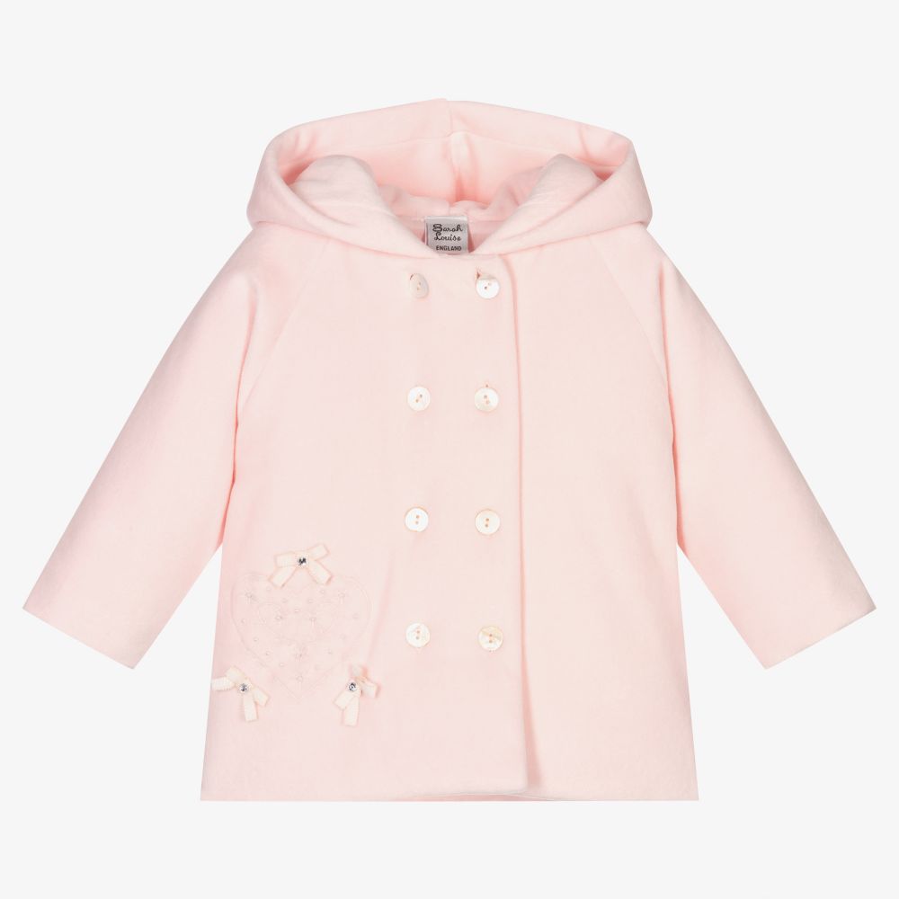 Sarah Louise - Baby Girls Pink Velour Jacket | Childrensalon