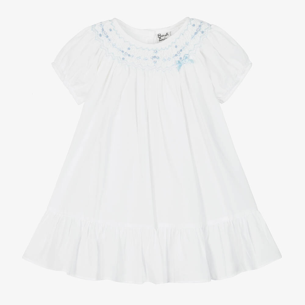Sarah Louise - Белое платье со сборками ручной работы | Childrensalon