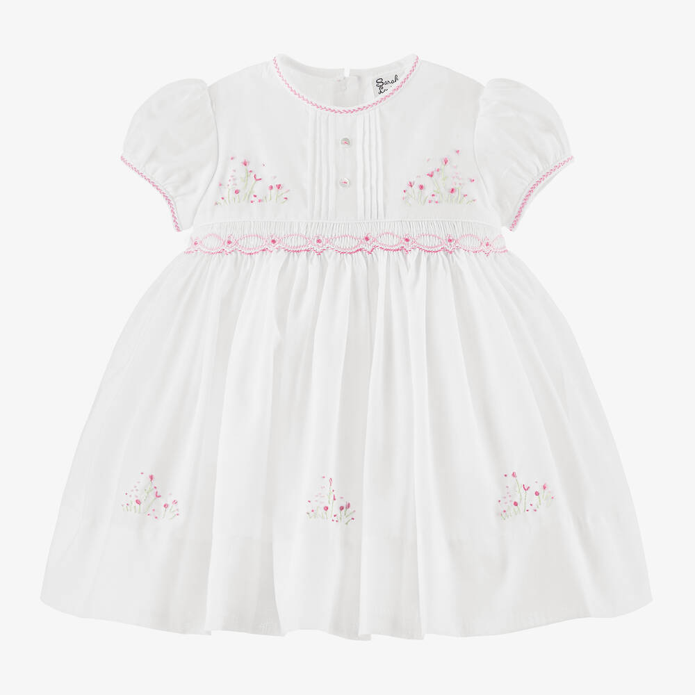 White smocked dress baby on sale