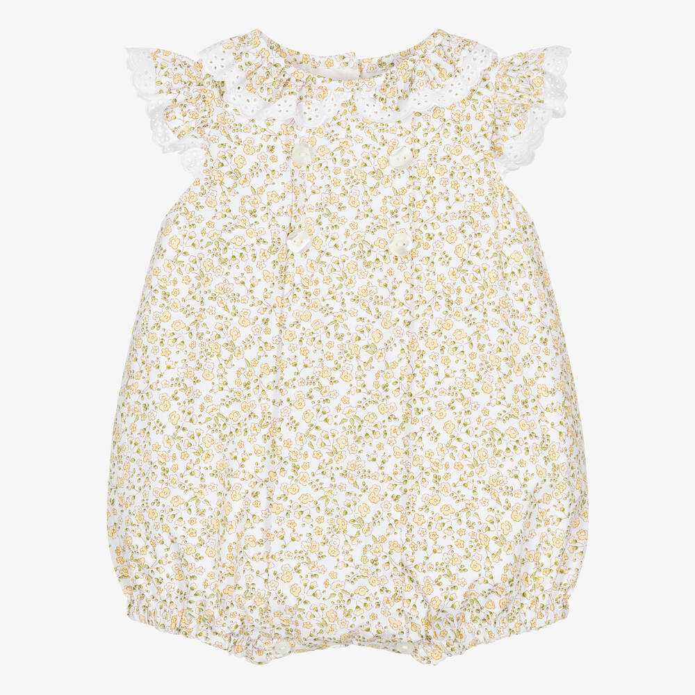 Sarah Louise-Baby Girls Yellow Floral Cotton Shortie | Childrensalon Outlet