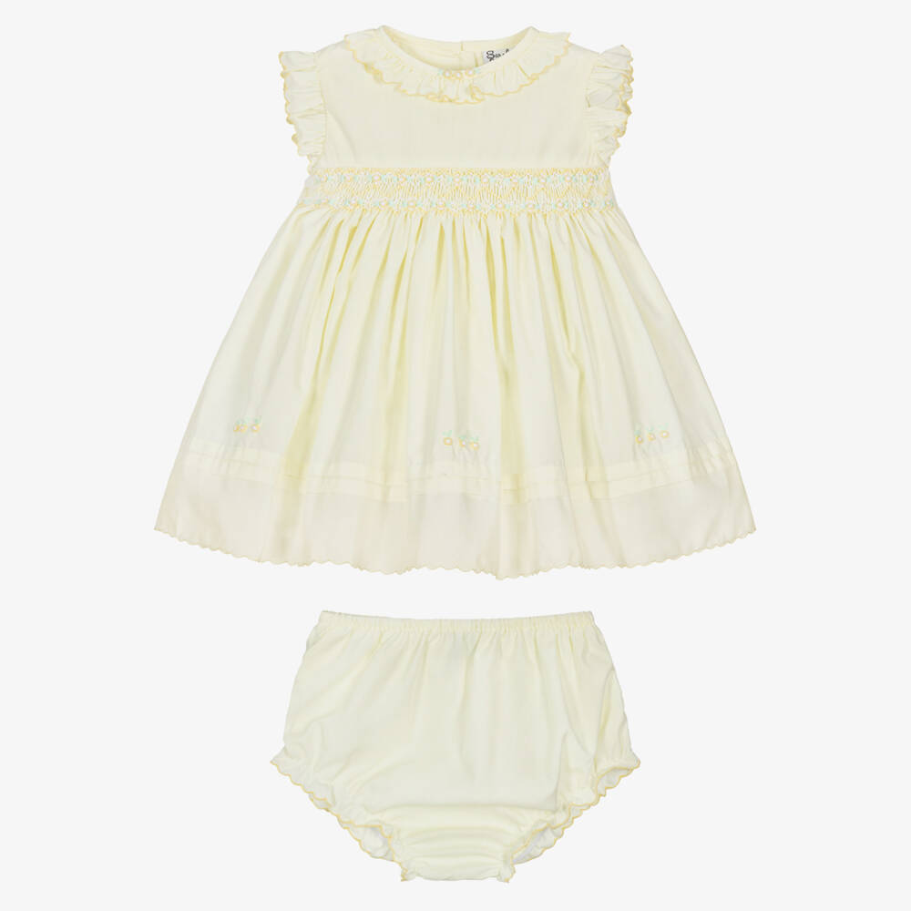 Sarah Louise-Baby Girls Yellow Smocked Dress | Childrensalon Outlet