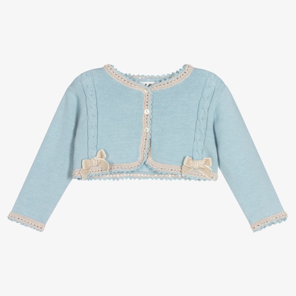 Sarah Louise - Blue Cotton Knit Bolero Cardigan | Childrensalon