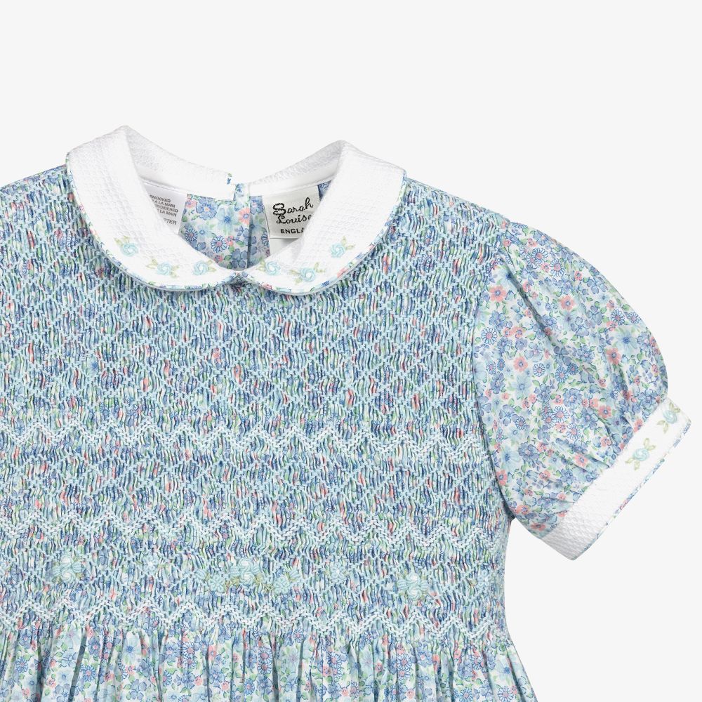 Sarah Louise-Blue Floral Smocked Dress | Childrensalon Outlet