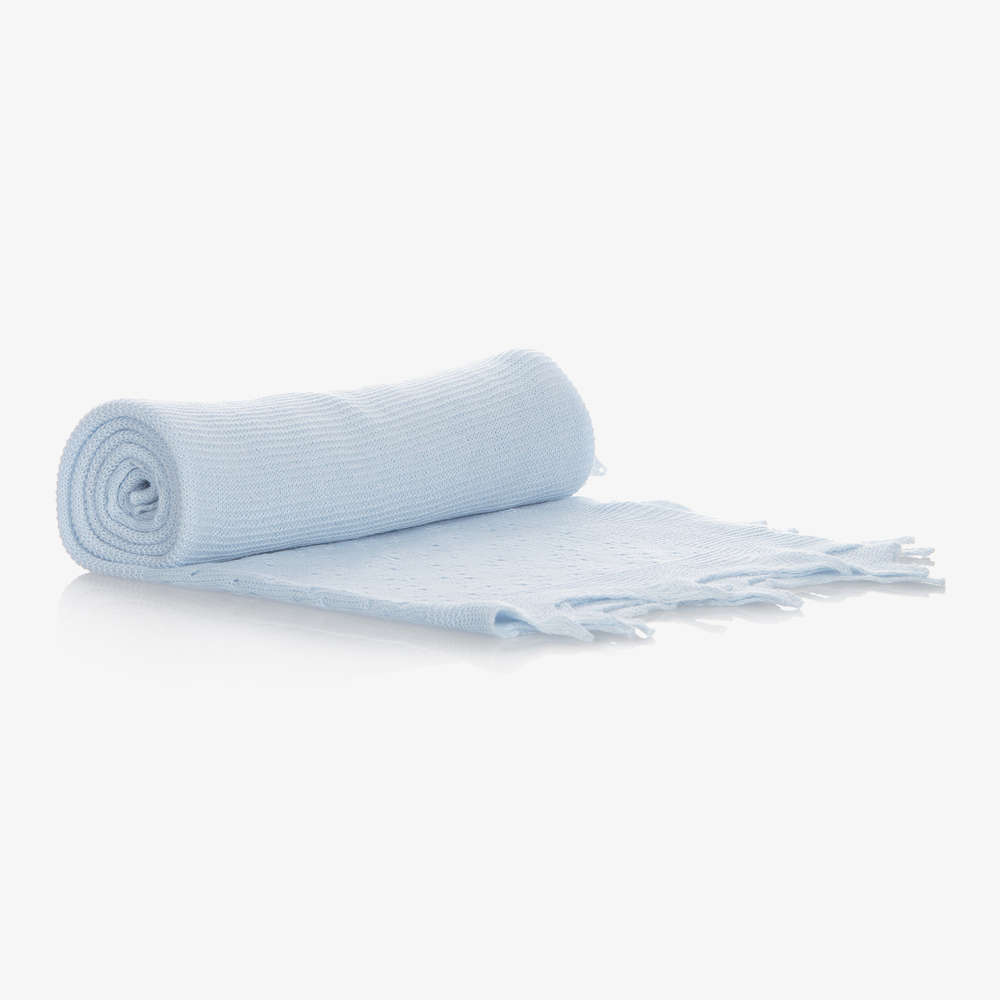 Sarah Louise-Blue Knitted Shawl (112cm) | Childrensalon Outlet