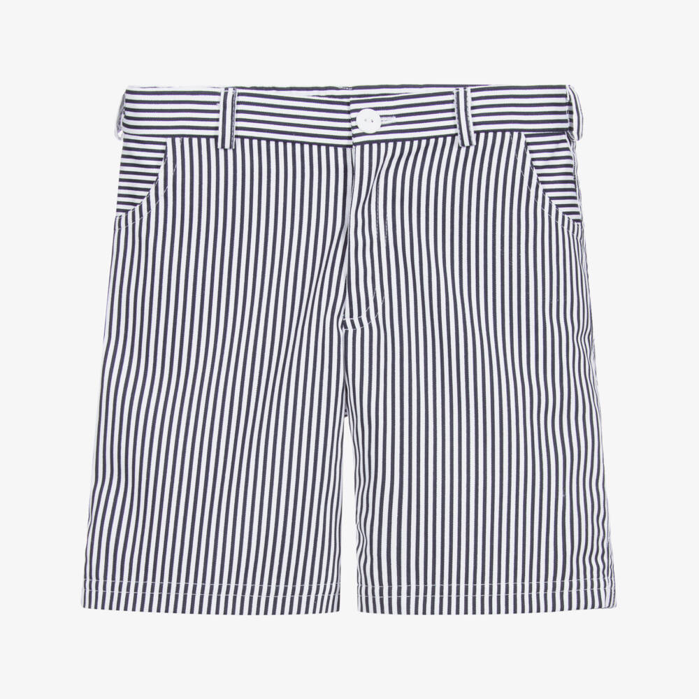 Sarah Louise-Blue Striped Cotton Shorts | Childrensalon Outlet