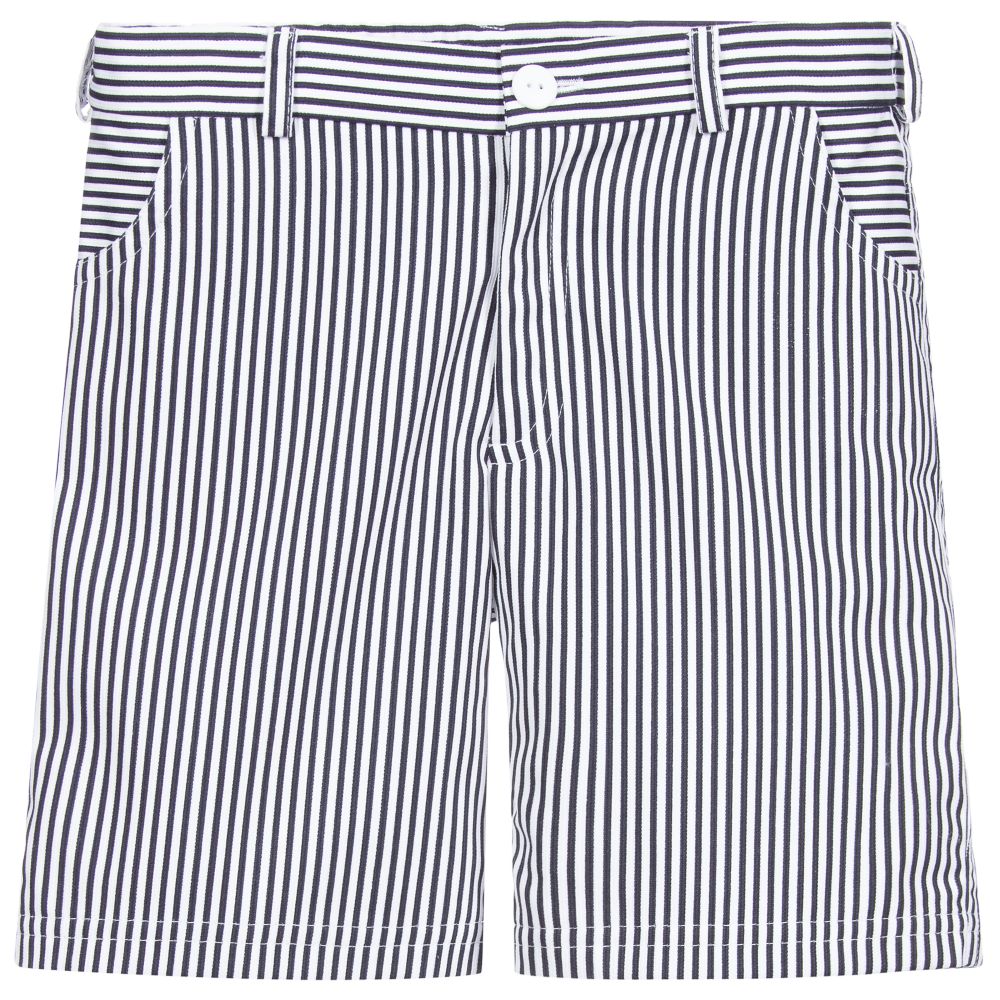 Sarah Louise - Blue Striped Cotton Shorts | Childrensalon