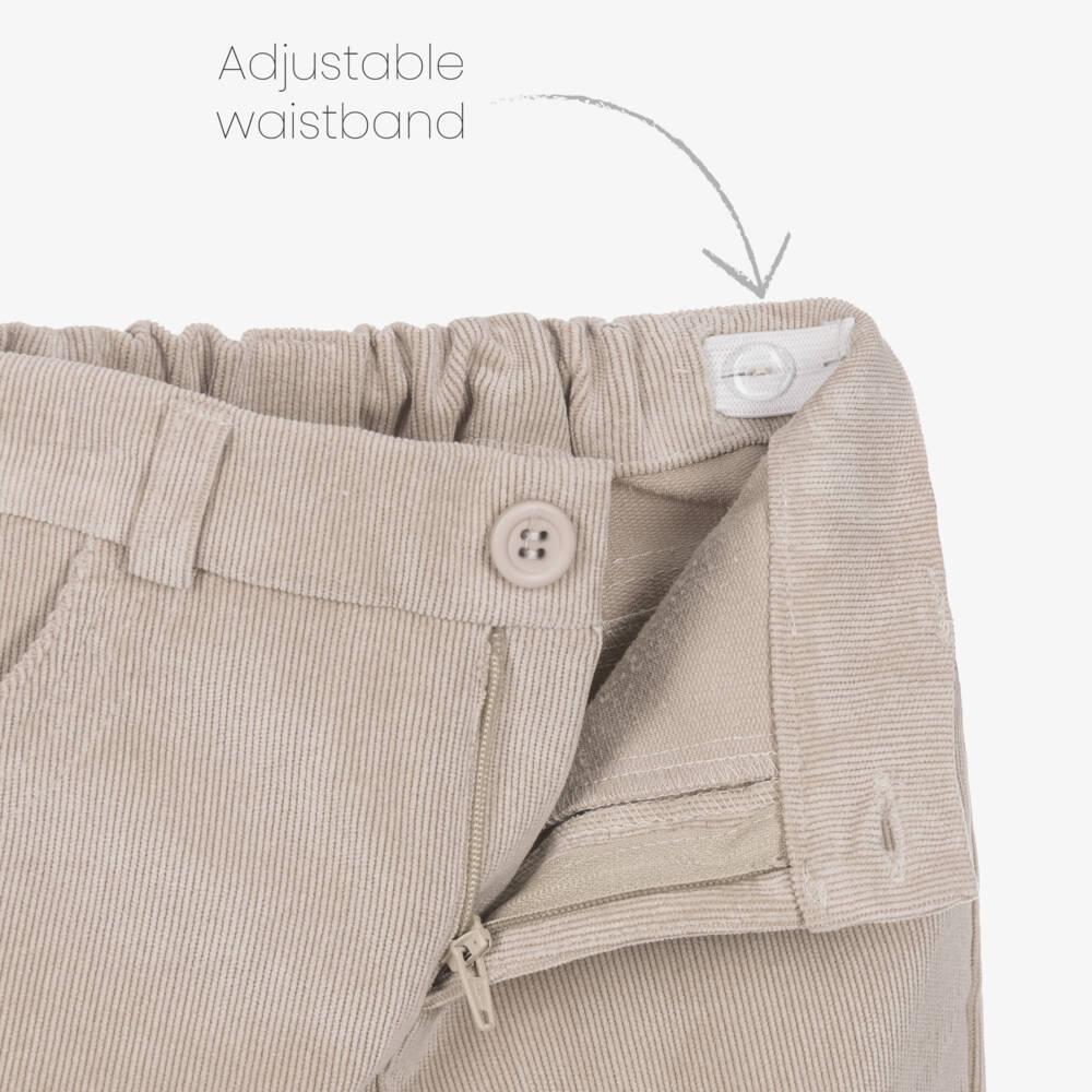Sarah Louise-Boys Beige Cotton Corduroy Trousers | Childrensalon Outlet