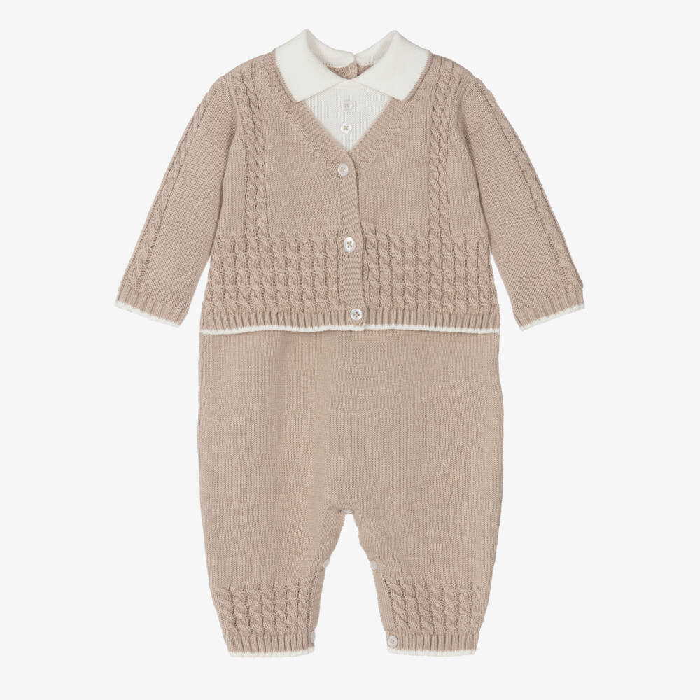 Sarah Louise-Boys Beige Knitted Playsuit | Childrensalon Outlet