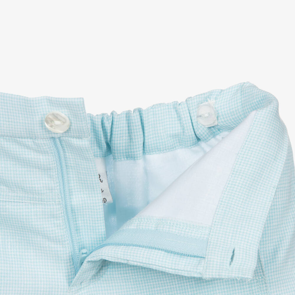 Sarah Louise-Boys Blue Check Cotton Shorts | Childrensalon Outlet