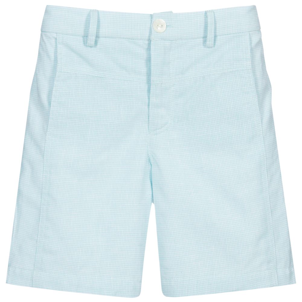 Sarah Louise - Boys Blue Check Cotton Shorts | Childrensalon