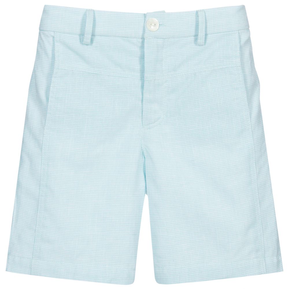 Sarah Louise-Boys Blue Check Cotton Shorts | Childrensalon Outlet
