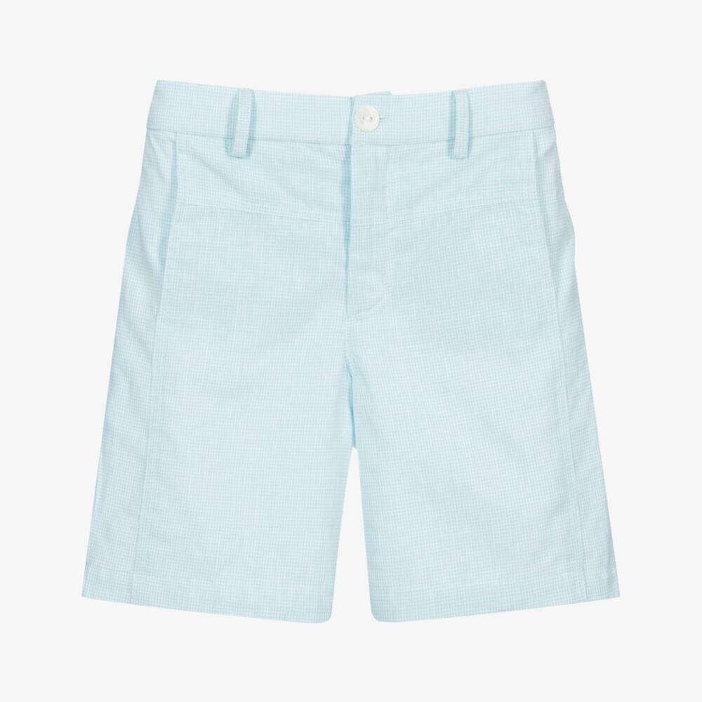 Sarah Louise-Boys Blue Check Cotton Shorts | Childrensalon Outlet