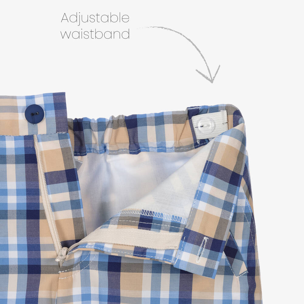 Sarah Louise-Boys Blue Check Shorts | Childrensalon Outlet
