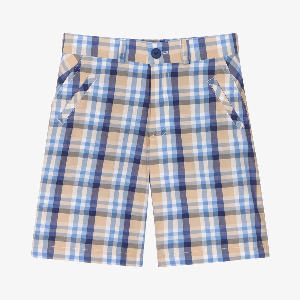 Sarah Louise - Boys Blue Check Shorts | Childrensalon