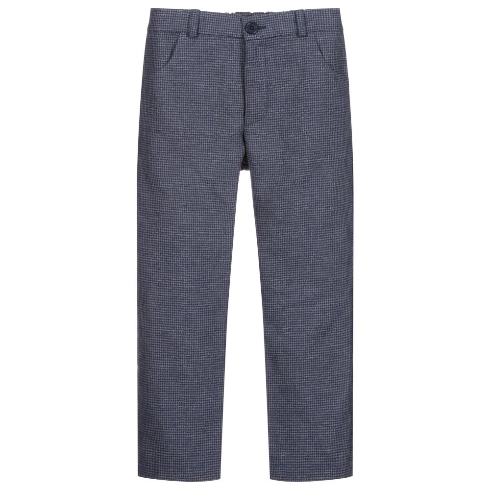 Sarah Louise-Boys Blue Check Trousers | Childrensalon Outlet